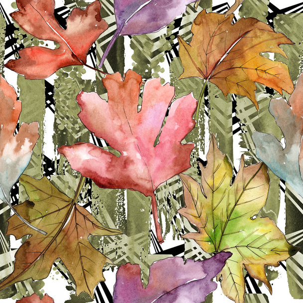 Leaves of hawthorn pattern in a watercolor style. - Photo, Image