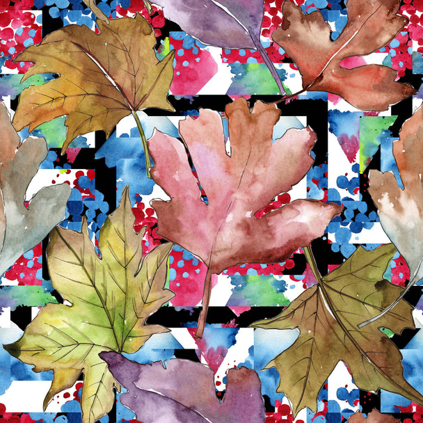 Leaves of hawthorn pattern in a watercolor style. - Photo, Image