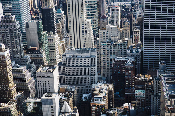 Aerial view at skyscrapers in New York City - Fotoğraf, Görsel