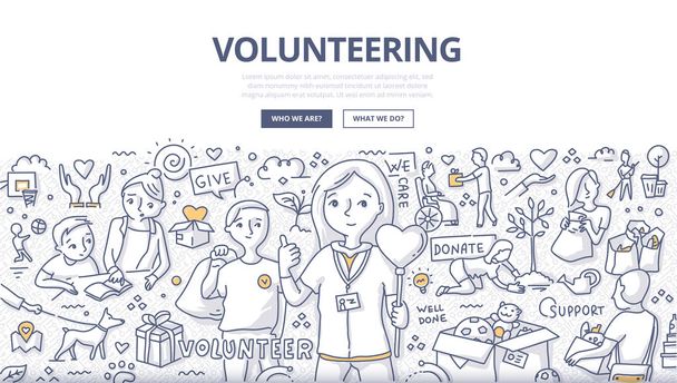 Volunteering Doodle Concept - Vector, Image