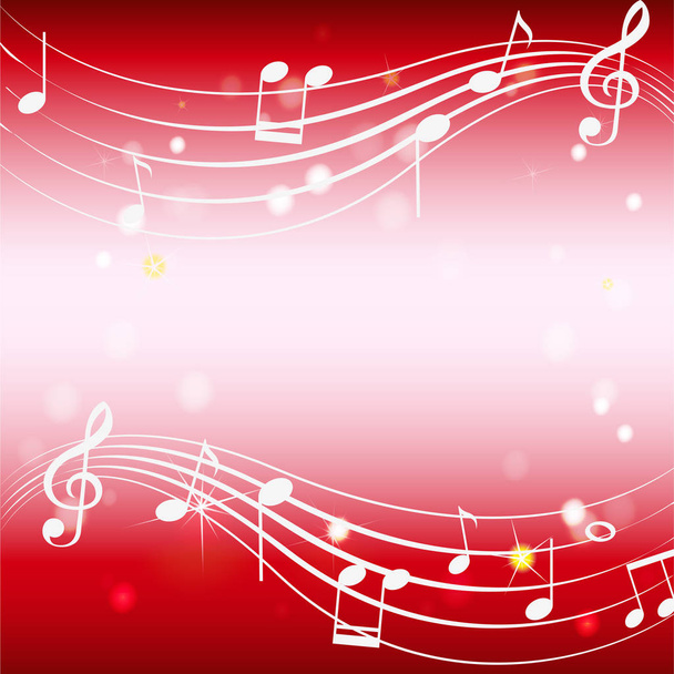 Background template with musicnotes on red - Διάνυσμα, εικόνα