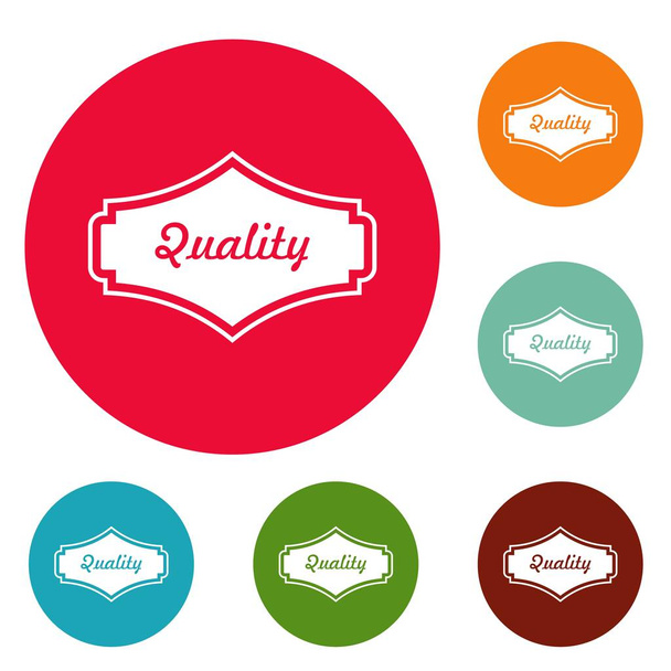 Quality label icons circle set vector - Διάνυσμα, εικόνα