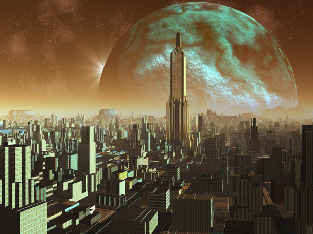 Coucher du jour sur Alien Metropolis
 - Photo, image