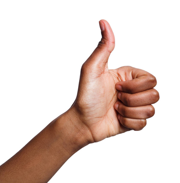 African-american hand making thumb up gesture - Photo, Image