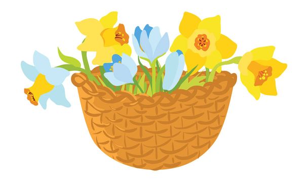 Basket with spring flowers - Vektör, Görsel