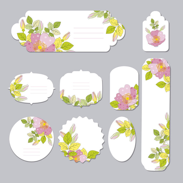Floral spring templates with cute flowers . For romantic and easter design, announcements, greeting cards, posters, advertisement. - Vector, Image