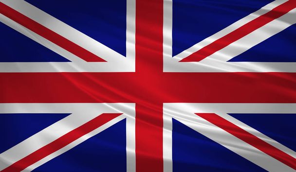Bandeira do Reino Unido soprando ao vento. Textura de fundo. renderização 3d, onda
. - Foto, Imagem