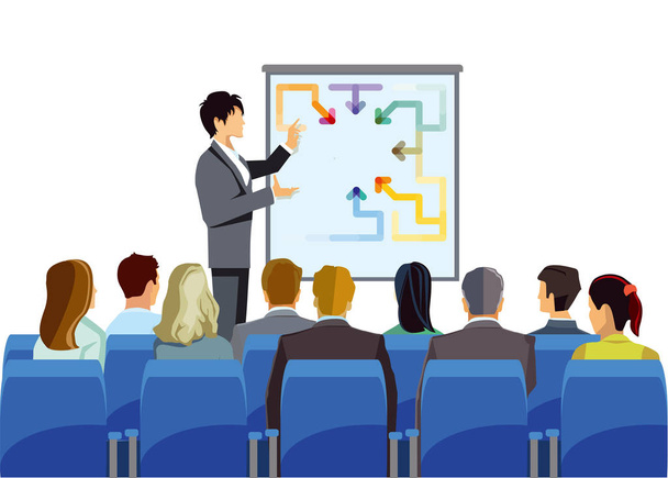 Lecture in front of a group of people - Vector, Image