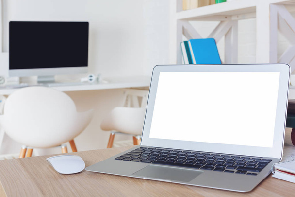 Designer desk top with empty laptop screen - Photo, image