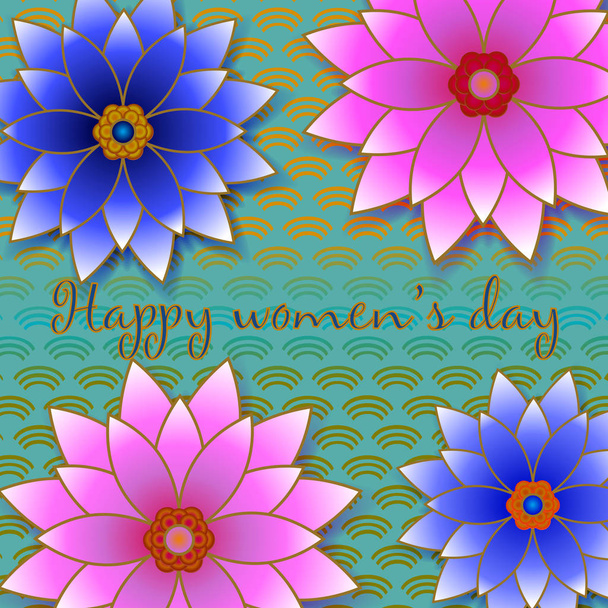 8 March. Floral Greeting card. - Vector, Image