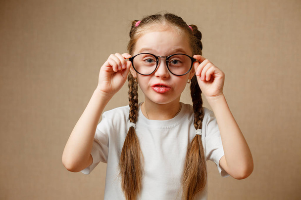 little girl with big glasses - Photo, Image
