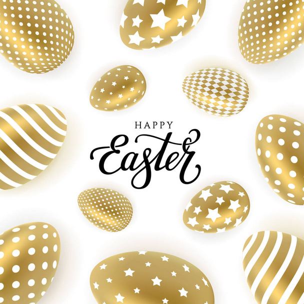 Easter gold eggs white background - Vector, Image