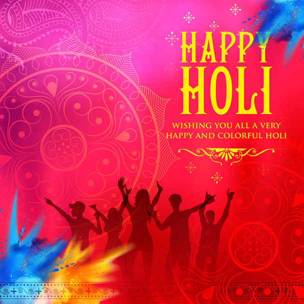 Happy Holi Ιστορικό για τους χαιρετισμούς εορτασμού Φεστιβάλ χρωμάτων - Διάνυσμα, εικόνα