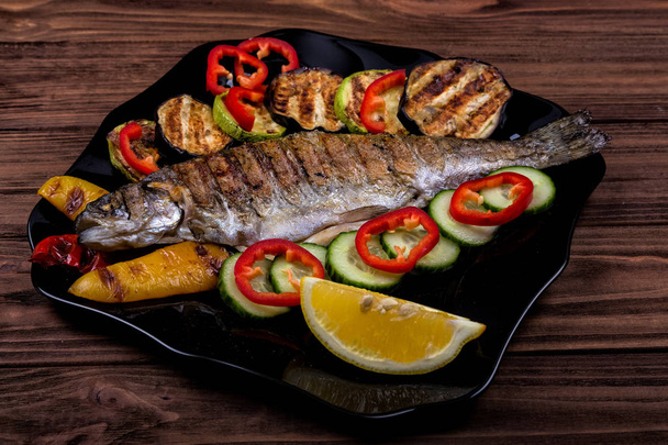 grilled trout with vegetables - Photo, Image