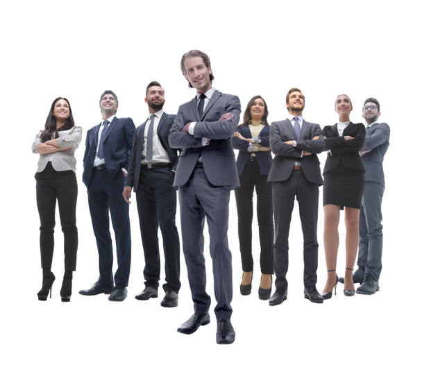 Χαρούμενη επιτυχημένη επιχειρηματική ομάδα απομονωμένη σε λευκό φόντο - Φωτογραφία, εικόνα
