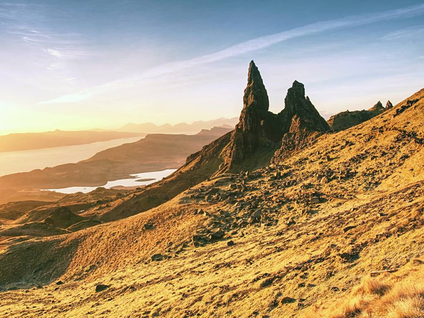 Sunrise at The Old Man of Storr - amazing scenery with vivid colors.  - Фото, изображение