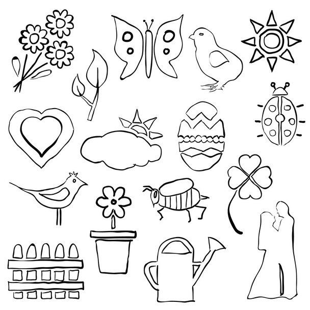 Doodle spring images - Vektor, kép