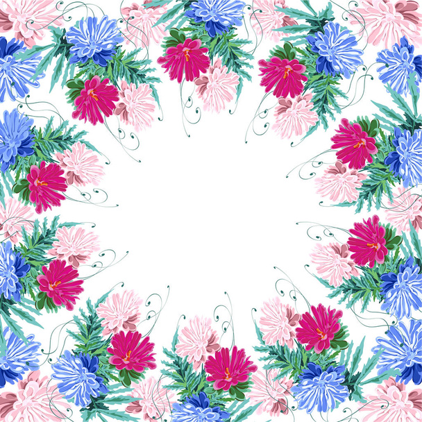 flowers asters wreath quadro - Vektor, obrázek