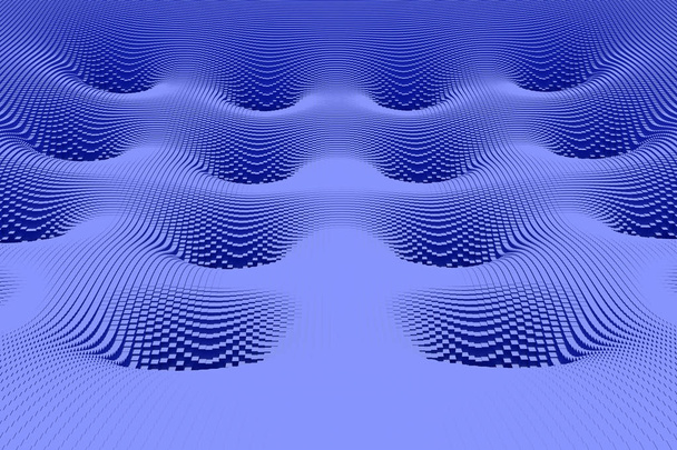 3d ilustración de un paisaje en forma de embudo que consta de cientos de cuboides con una base cuadrada
 - Foto, imagen