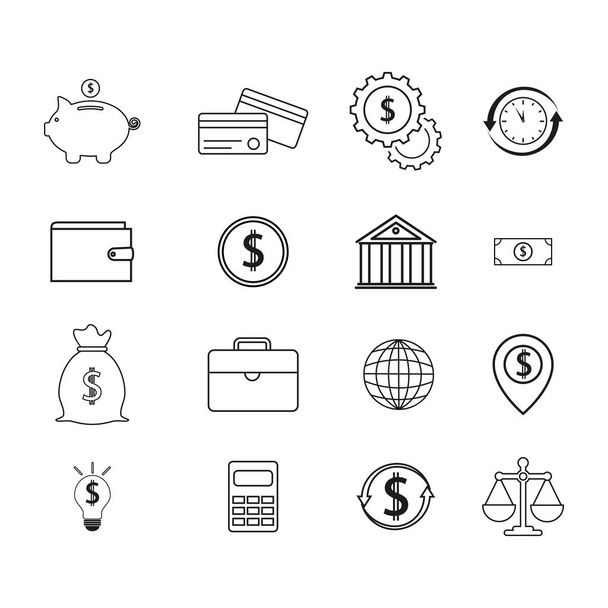 Set of finance money icons - Vector, Image
