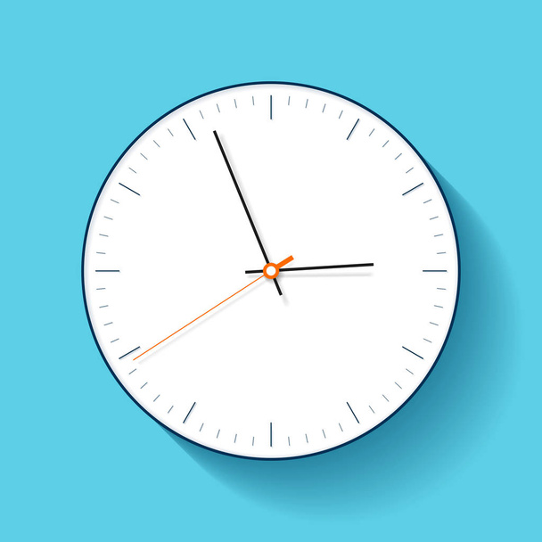 Simple Clock icon in flat style, minimalistic timer on blue background. Business watch. Vector design element for you project - Vector, Image