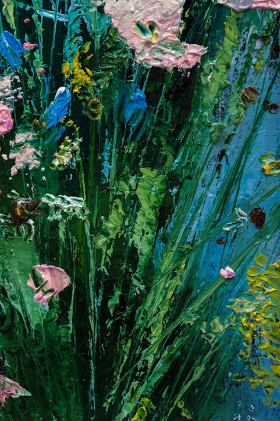 Ελαιογραφία νεκρές φύσεις με λουλούδια σε καμβά με υφή - Φωτογραφία, εικόνα