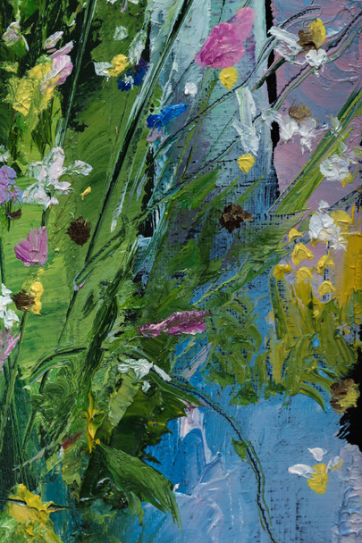 Dokulu tuval üzerinde çiçekli Natürmort Yağlıboya Resim - Fotoğraf, Görsel