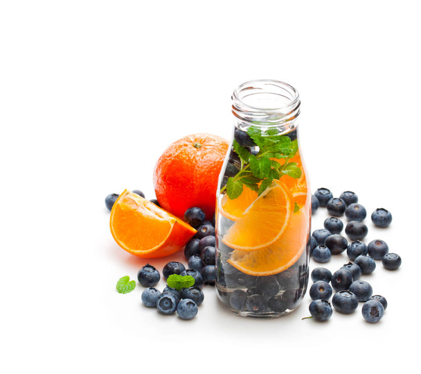 detox  organic blueberry and orange drink isolated on white  - Foto, immagini