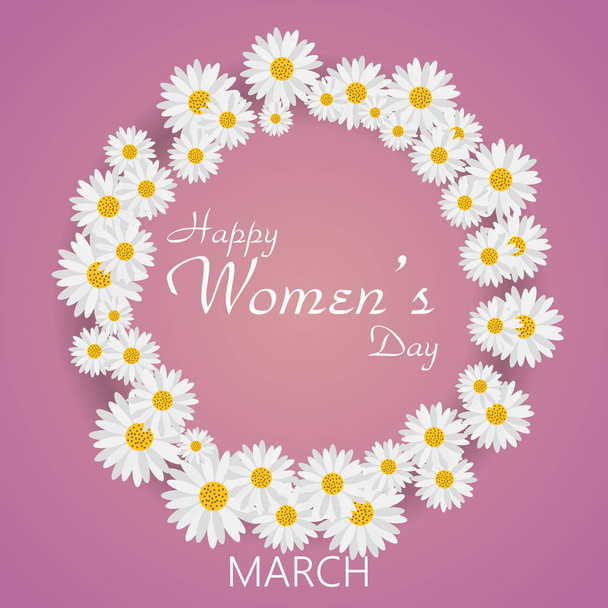 8 March greeting card with colorful flowers. Happy Women's day greeting card. Vector. - Vector, Image
