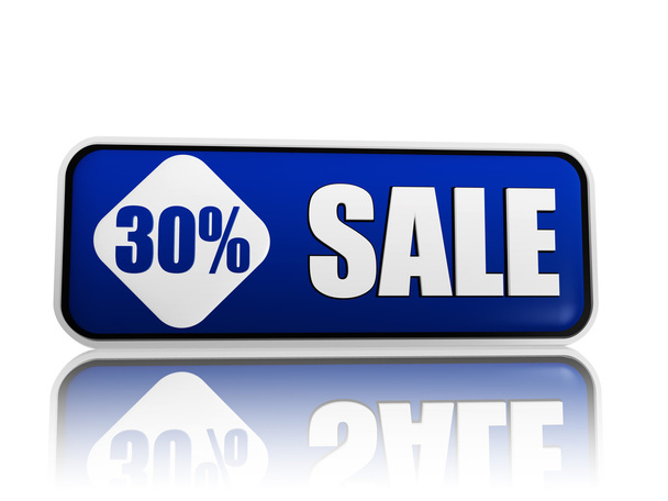 30 százalékot le eladó kék banner - Fotó, kép