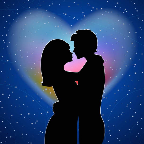 Couple in love and their universe - Vector, afbeelding