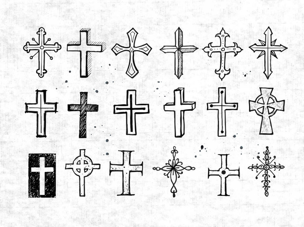 Set di croci in diversi stili su sfondo chiaro
 - Vettoriali, immagini