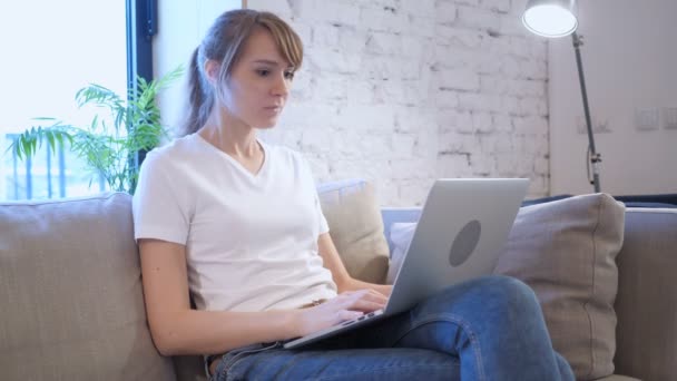 Woman Sad for Failure, Working on Laptop - Video