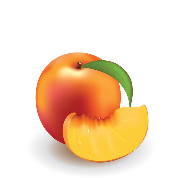 Whole peach and half - Vector, Image