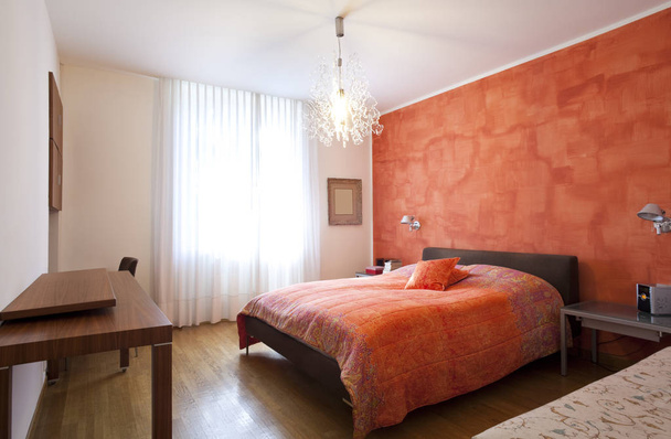 Orange and white bedroom interior - Foto, Imagem