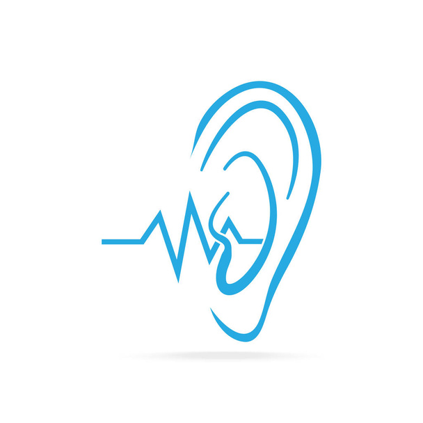 Neslyšící ikonu, sluchu a ucho modrou ikonu, postižení slyšet ikony - Vektor, obrázek