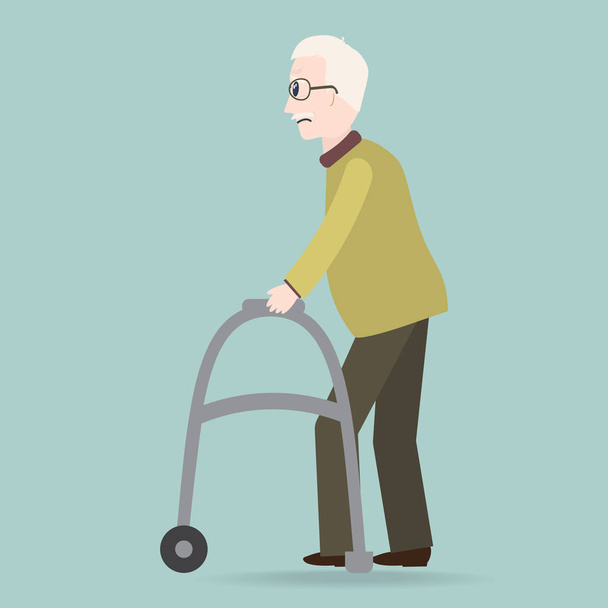 Hombre de edad avanzada y caminante icono vector ilustración
 - Vector, imagen