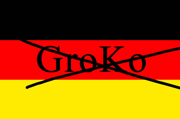 Groko μικρή για Grosse Koalition σημαίνει μεγάλο συνασπισμό πολιτικής μεγάλο συνασπισμό προεξέχοντας πάνω στο Ράιχσταγκ σπίτια του Κοινοβουλίου στο Βερολίνο Γερμανία - Φωτογραφία, εικόνα