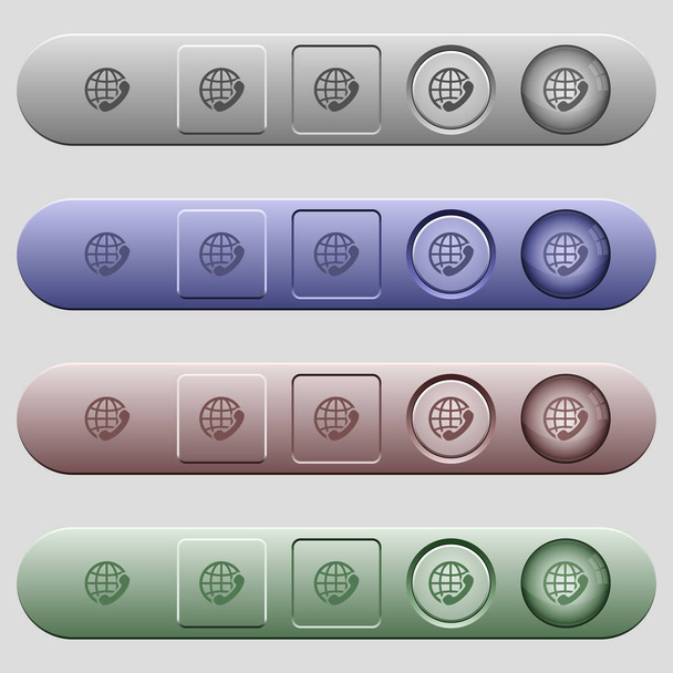 Icons für internationale Anrufe auf horizontalen Menüleisten - Vektor, Bild