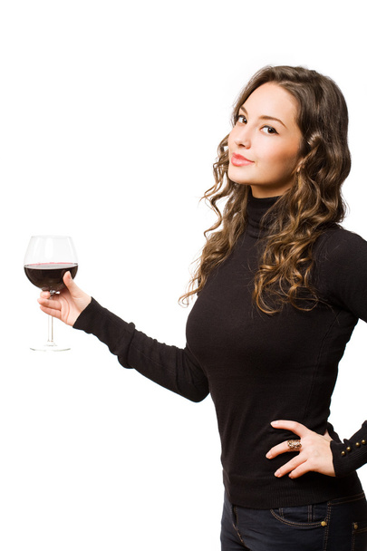 Wine sampling brunette. - Foto, Imagem