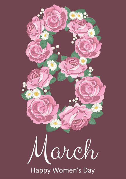 internationaler glücklicher Frauentag. 8. März Feiertagsgrußkarte. Vektorillustration - Vektor, Bild