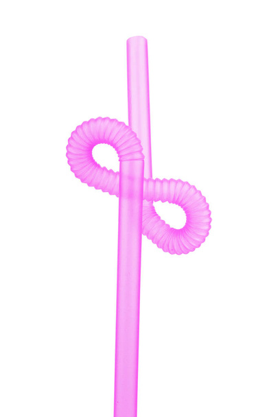 pink straw isolated on white background - Zdjęcie, obraz