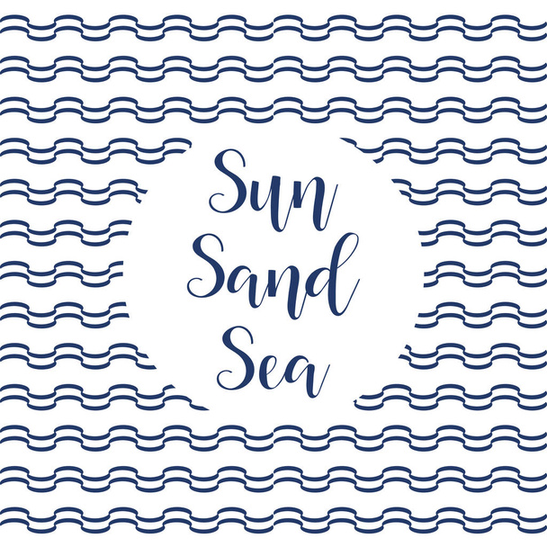 Sea, sun, sand. Hand drawn lettering. Modern calligraphy. Ink illustration. - Vector, Image