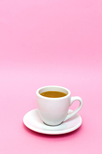 Hot coffee espresso on colorful background. - Photo, Image