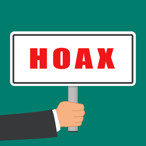 Hoax szó jel lapos koncepció - Vektor, kép