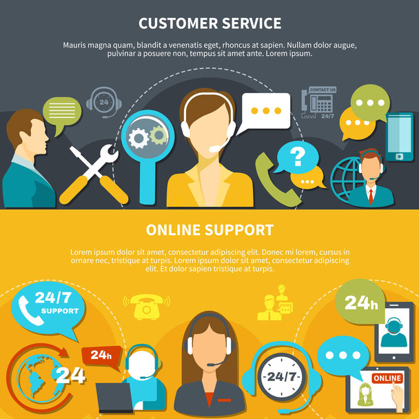 Customer Service Horizontal Banners - Vector, Image