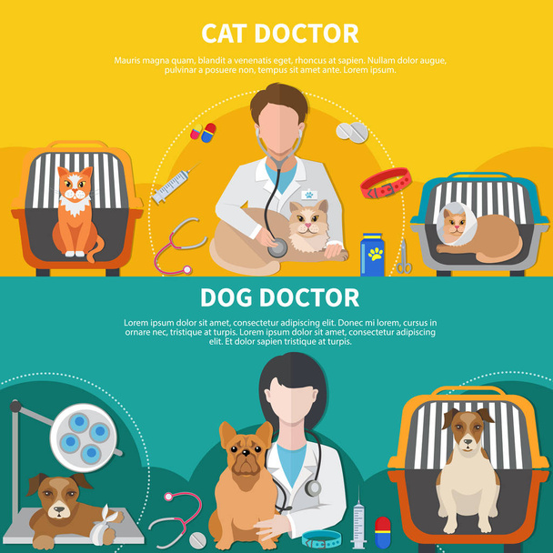 Állat-egészségügyi orvos bannerek  - Vektor, kép