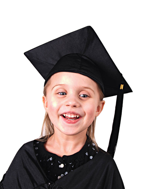 a little girl graduate isolated on white    - Foto, Imagem