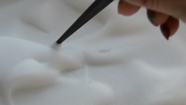 Cream hair dye, foam mixed tassel, preparation for painting hair - Footage, Video
