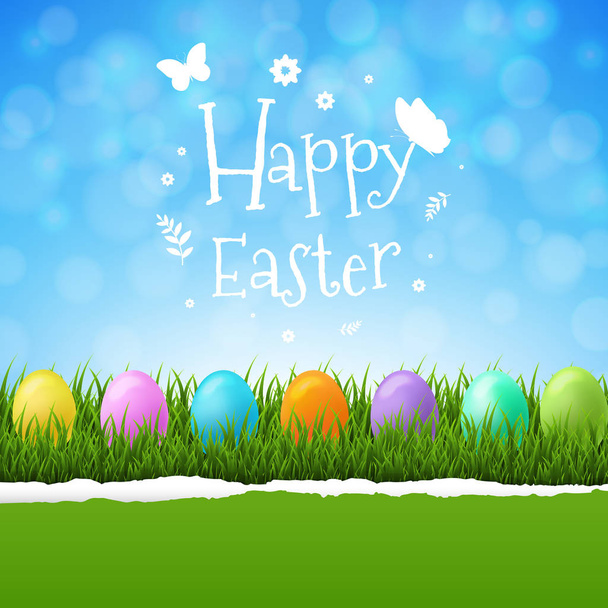 Happy Easter Postcard With Gradient Mesh, Vector Illustration - Vector, Image